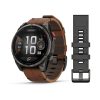 Garmin fēnix® 8 Pro – 47 mm, AMOLED - Sapphire, Karbongrå DLC-titan med kastanjefarget skinnrem