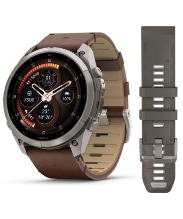 Garmin fēnix® 9 Pro – inReach®, 51mm - Titan med valnøttfarget skinnrem