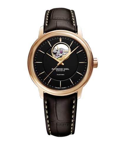 Raymond Weil Maestro Men's Automatic Visible Balance Wheel Brown Leather Watch 40mm - 2227-PC5-20021