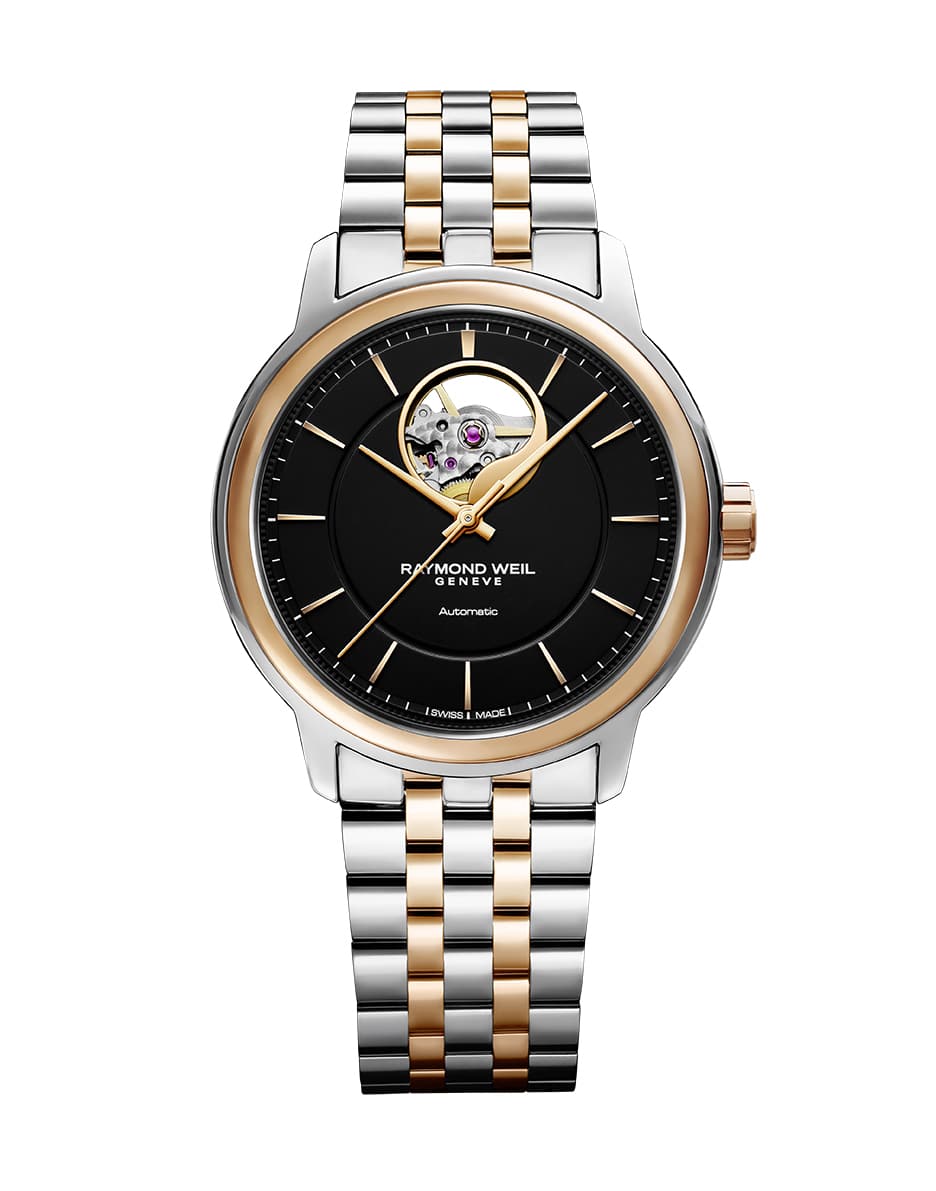 Raymond Weil Maestro Men's Automatic Visible Balance Wheel Two-Tone Bracelet Watch 40mm - 2227-SP5-20021
