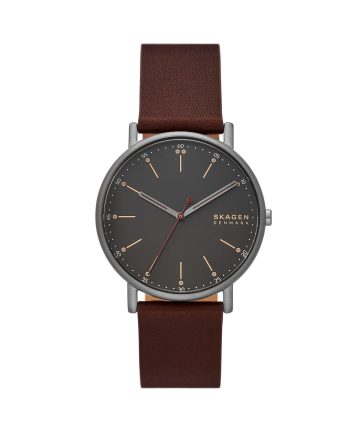 Skagen Signatur Three-Hand Cherry Wood Leather Watch - SKW6860